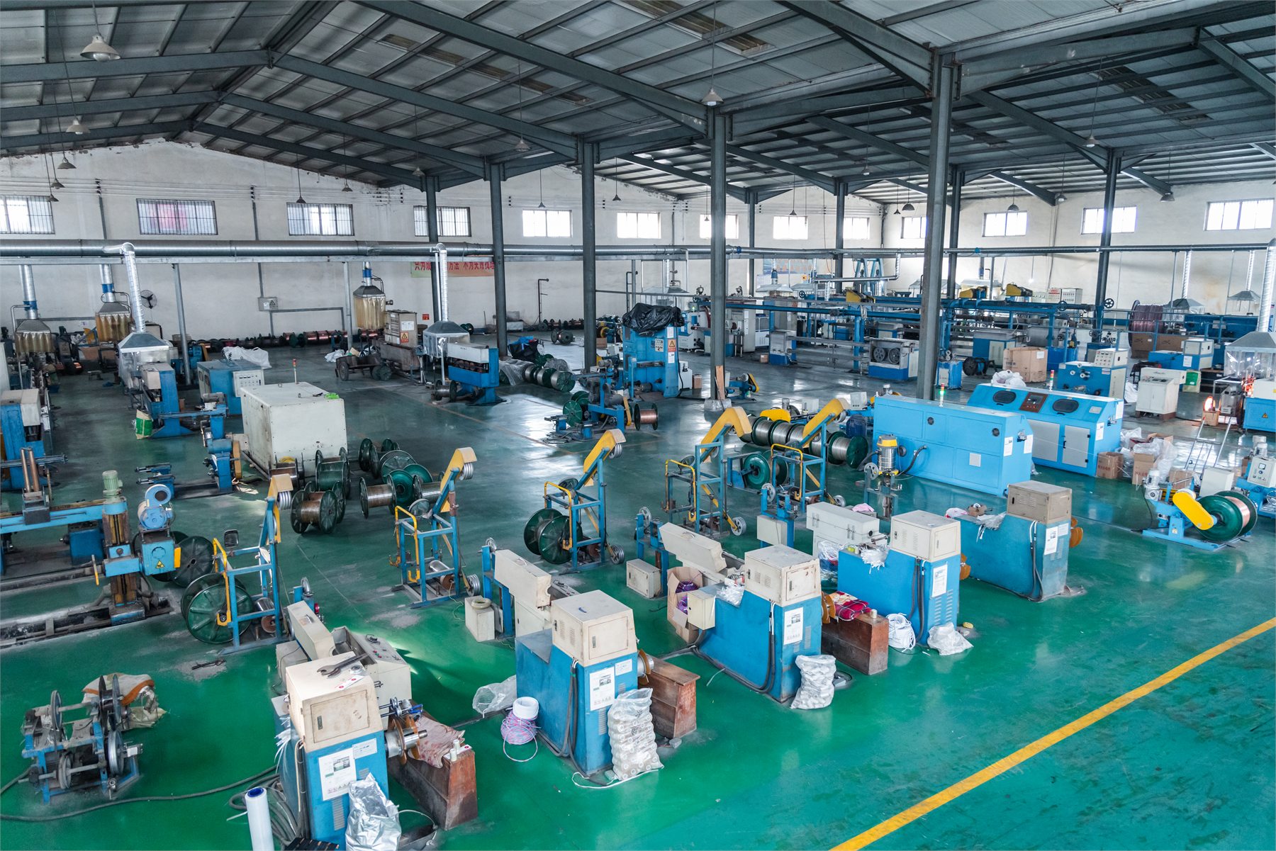 Wide view of Huada's cable production workshop